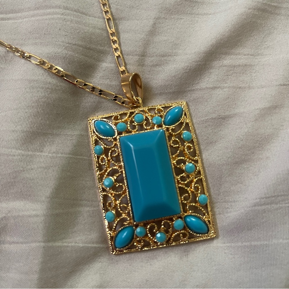 Beautiful Blue Stone Necklace! Made in Egypt
